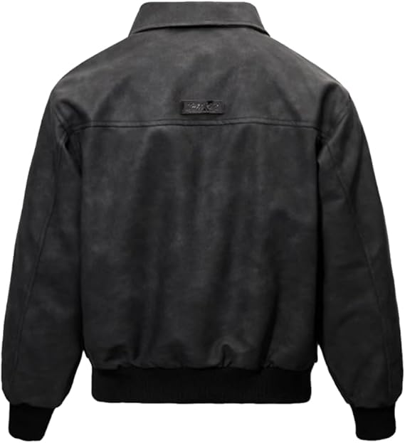 Men's Teen Faux Leather Zip Up Bomber Jacket 90S Vintage Biker Racing Moto Jackets Streetwear Coats