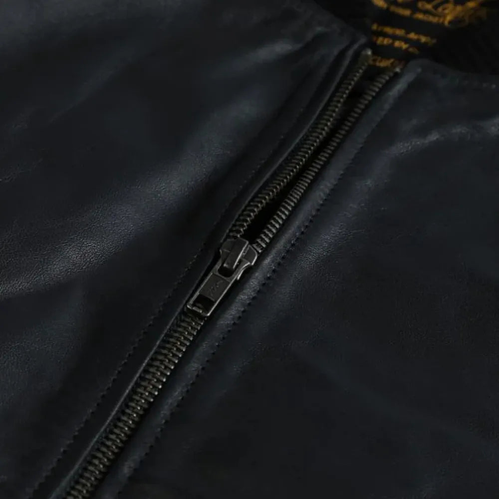 Black bomber style ribbed jacket