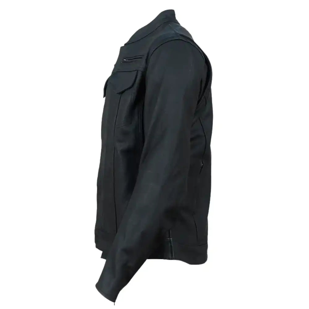Storm Rider Matte Black Leather Trucker Motorcycle Jacket