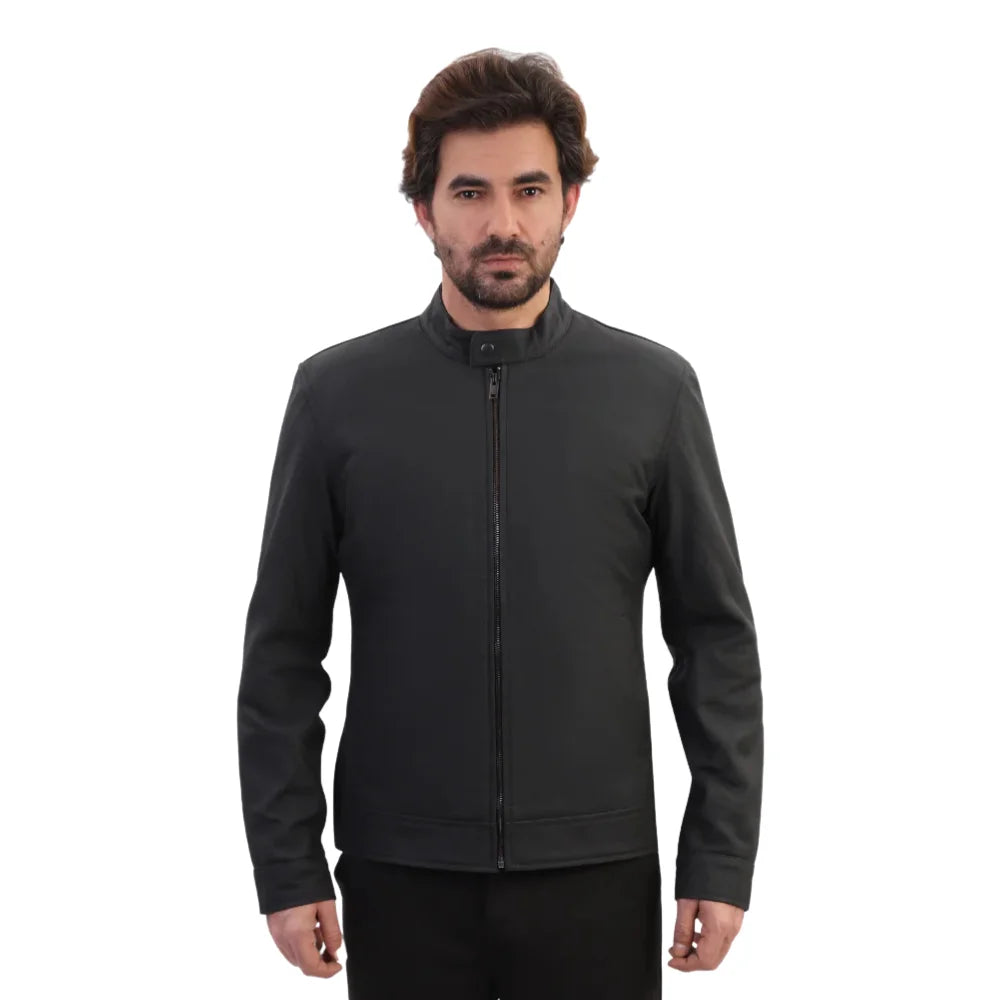 Tory matte black cafe racer jacket