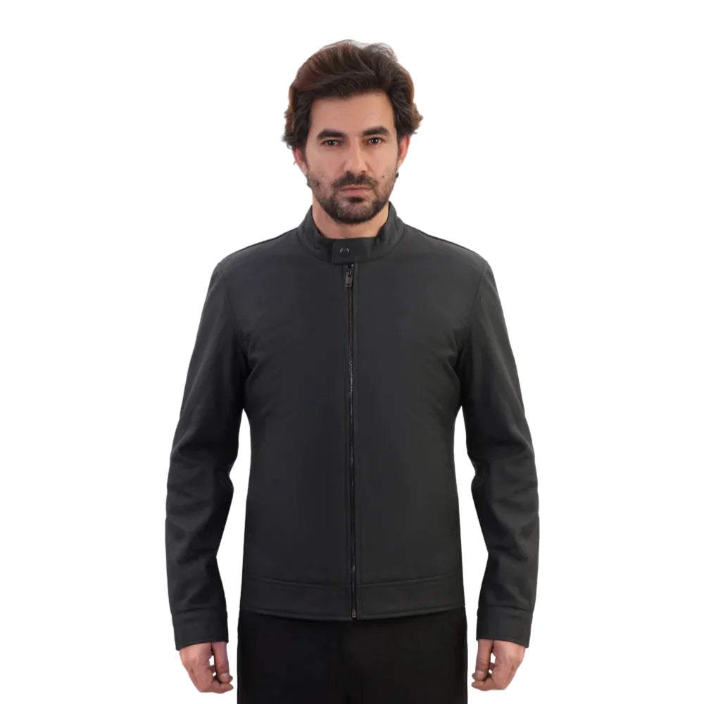 Tory matte black cafe racer jacket