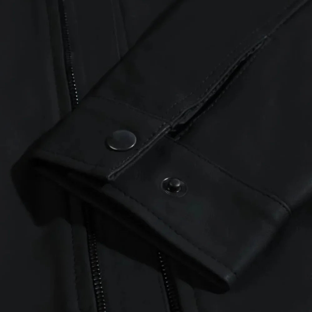 Tory matte black cafe racer jacket
