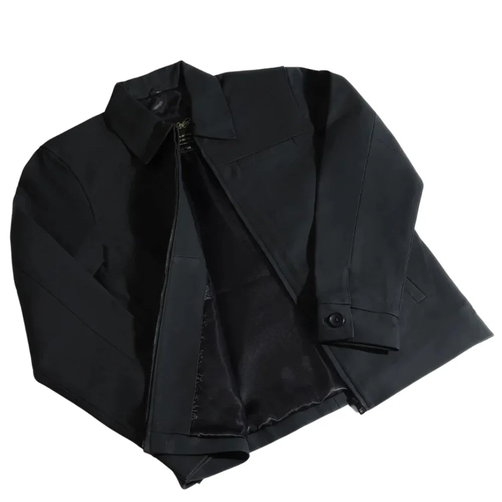 Zane matte black collared leather jacket