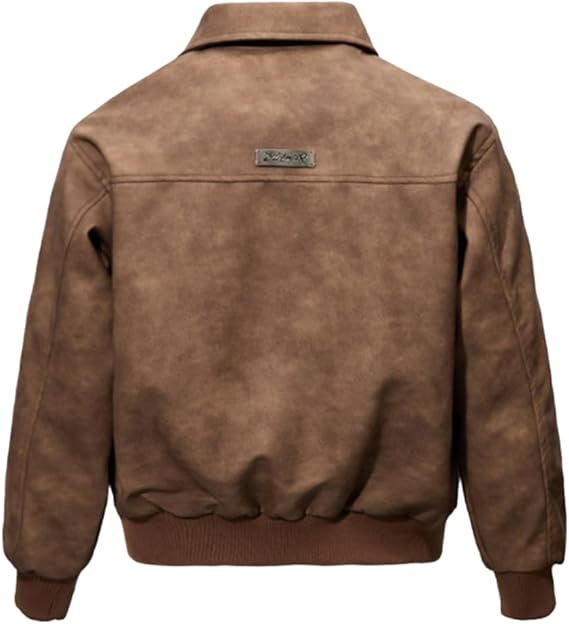 Men's Teen Faux Leather Zip Up Bomber Jacket 90S Vintage Biker Racing Moto Jackets Streetwear Coats