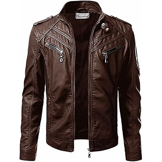 Mens Genuine Lambskin Leather Motorcycle Jacket with Removable Hood in Black Brown