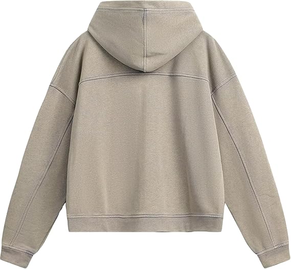 Aelfric Eden Acid Wash Zip Up Hoodie Distressed Boxy Sweatshirt with Raw Edge Pockets Vintage Streetwear Jacket
