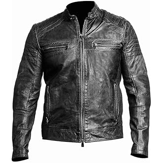 Mens Genuine Lambskin Leather Motorcycle Jacket with Removable Hood in Black Brown