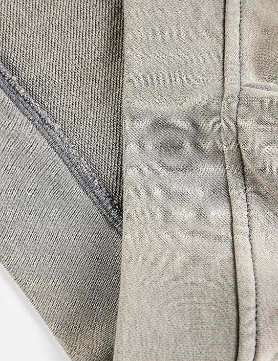 Aelfric Eden Acid Wash Zip Up Hoodie Distressed Boxy Sweatshirt with Raw Edge Pockets Vintage Streetwear Jacket