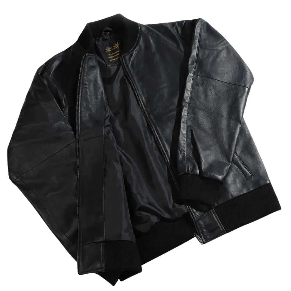 Black bomber style ribbed jacket