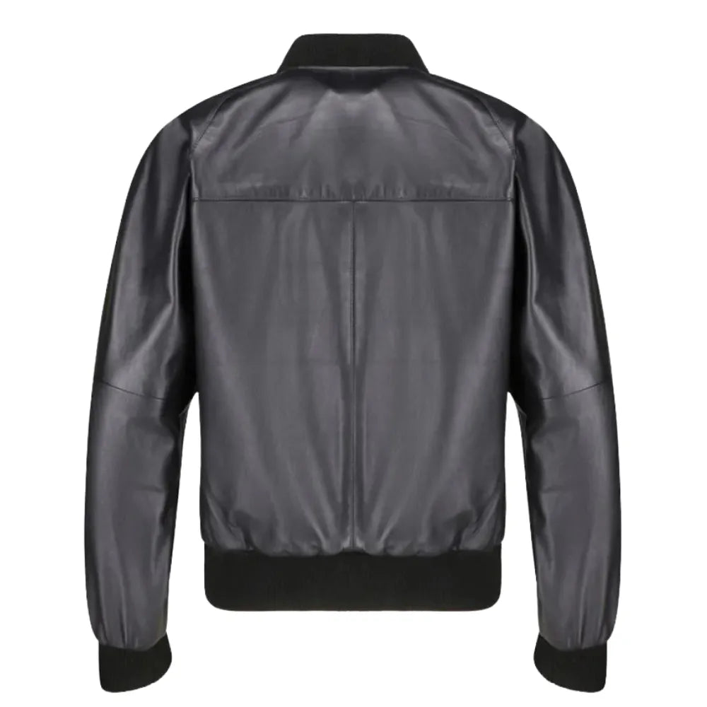 Black bomber style ribbed jacket