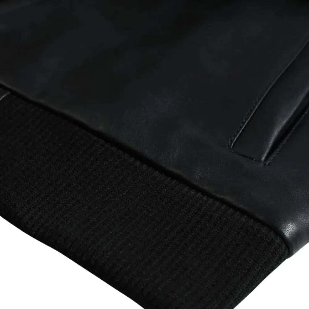 Black bomber style ribbed jacket