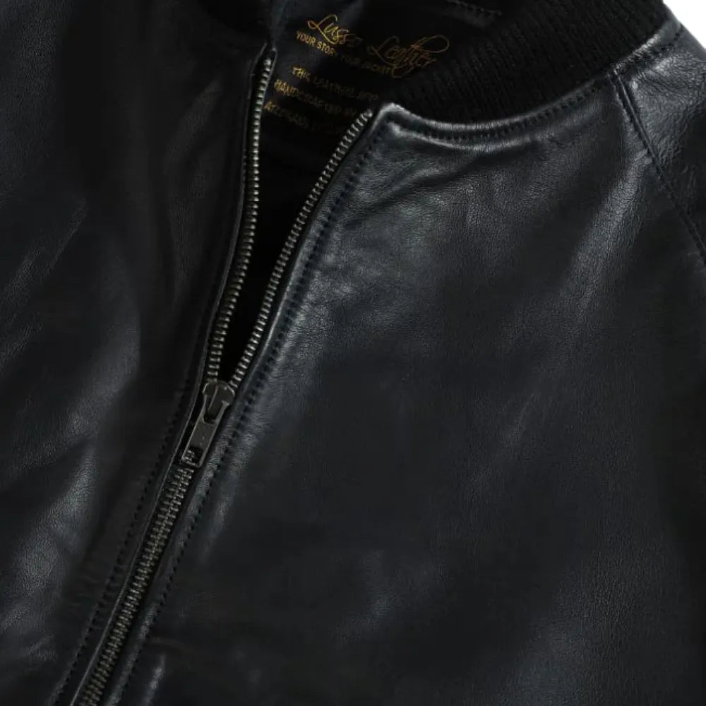 Black bomber style ribbed jacket