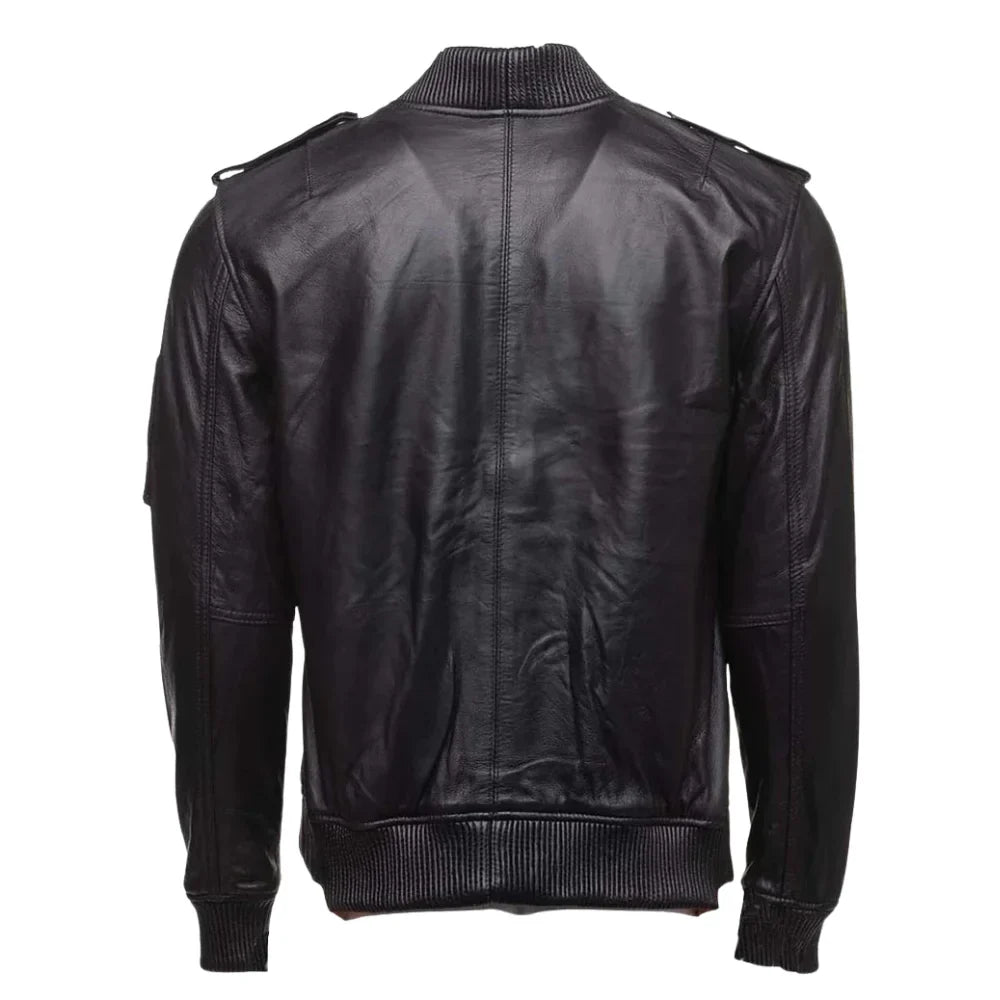 MA-1 black bomber leather Jacket
