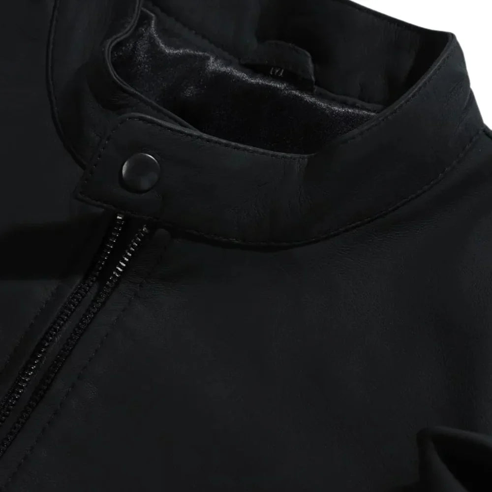 Tory matte black cafe racer jacket
