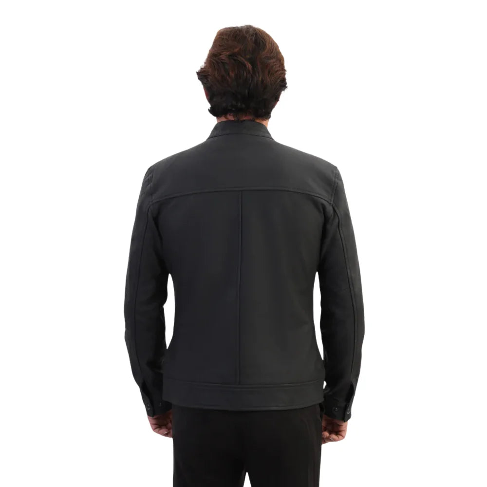 Tory matte black cafe racer jacket