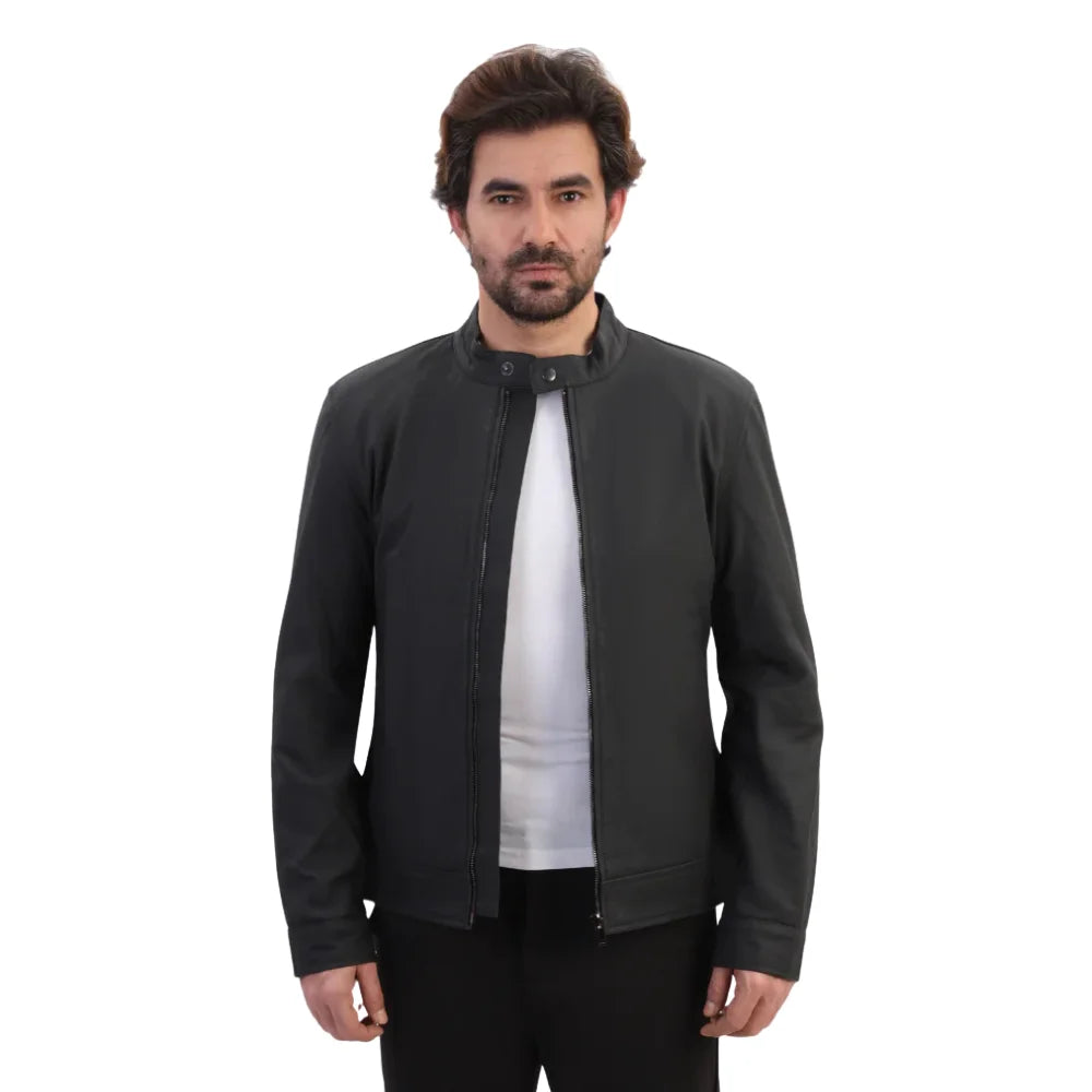 Tory matte black cafe racer jacket