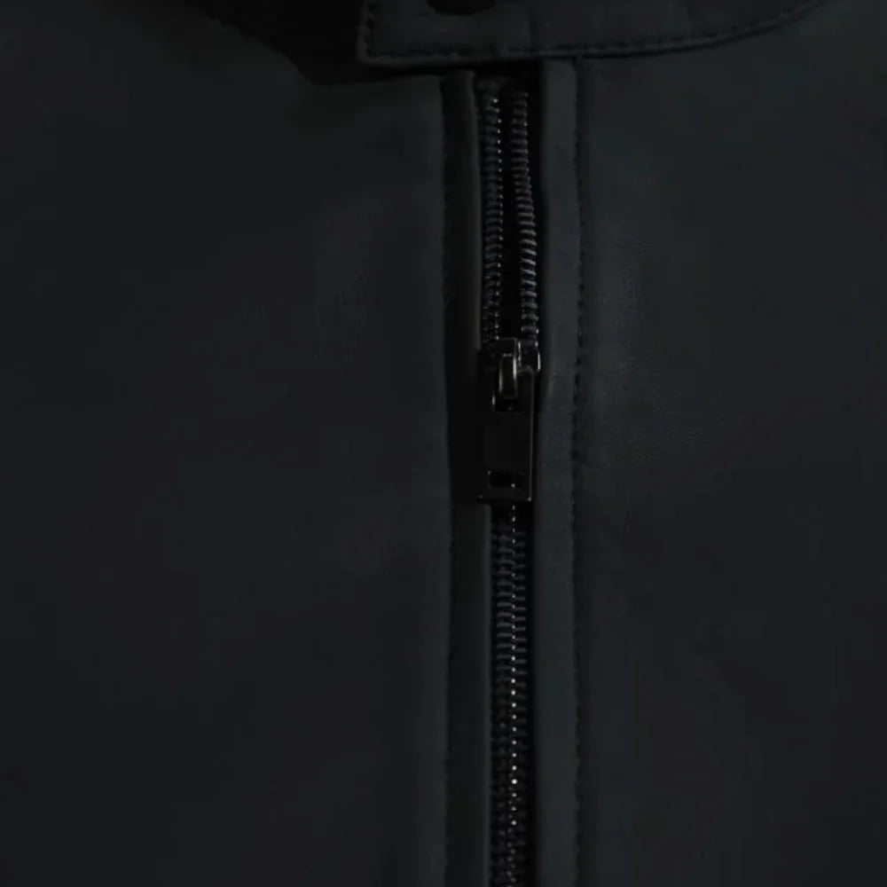 Tory matte black cafe racer jacket