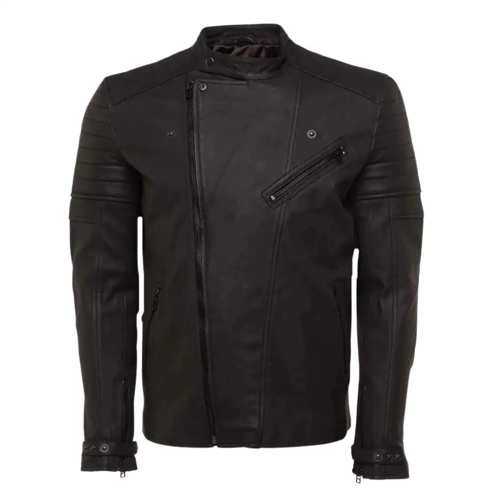 Turner's Matte Ribbed Leather Biker Jacket