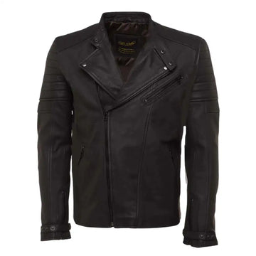 Turner's Matte Ribbed Leather Biker Jacket