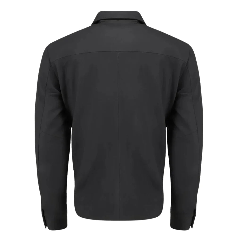 Zane matte black collared leather jacket