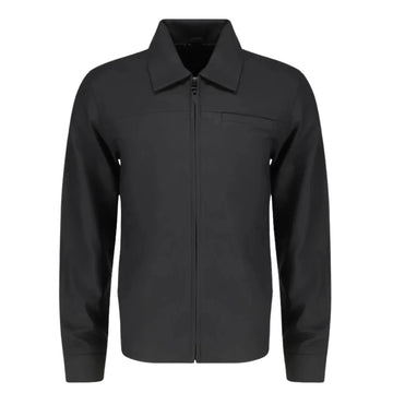 Zane matte black collared leather jacket
