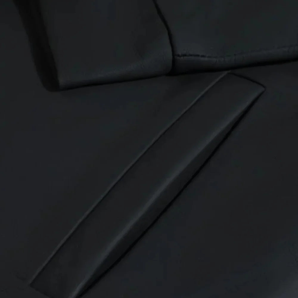Zane matte black collared leather jacket